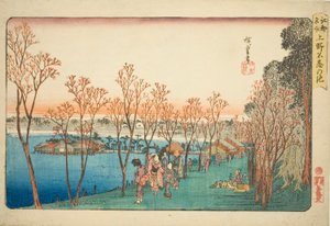 Shinobazu Pond on (Upper Shinobazu Pond), ze série s od Utagawa Hiroshige