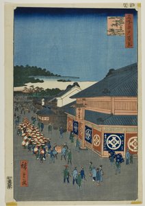 Šitaja Hirokódži, ze série "Sto slavných pohledů na Edo (Meisho Edo hyakkei)". od Utagawa Hiroshige