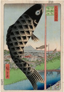 Suidō Bridge a Surugadai (Suidōbashi Surugadai), ze série Sto slavných pohledů na Edo od Utagawa Hiroshige