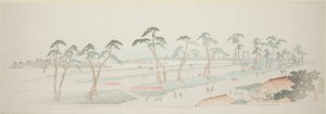 Takada Riding Grounds (Takada baba), ze série „Třináct pohledů na okolí Edo“ od Utagawa Hiroshige