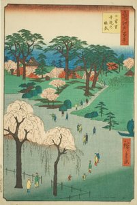 Hand MP E je členem Nippori (bitva o chrám Nippori), ze série ``Hřeben pro hřebeny Edo (Sto slavných pohledů na Edo)