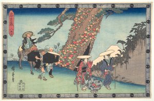 Věrná liga čtyřiceti sedmi R?nin (Ch?shingura), VIII. dějství: Manželka a dcera Honzova? cesta do Kjóta od Utagawa Hiroshige