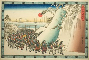 The Night Attack, Part 6: Offering Kadidlo (Youchi roku, shoko ba), ze série "Pomsta věrných zadržovatelů (Chushingura)" od Utagawa Hiroshige