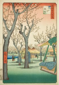 Švestkový sad v Kamatě (Kamata no umezono), č. 27 ze série "Sto slavných pohledů na Edo (Meisho Edo hyakkei)". od Utagawa Hiroshige