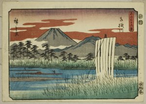 Řeka Sagami (Sagamigawa), ze série „Třicet šest pohledů na horu Fuji (Fuji sanjurokkei)“ od Utagawa Hiroshige