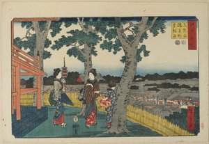 Pohled na kopec Matuschiyama, okres Saruwaka a chrám Kinryu_zan, listopad 1853