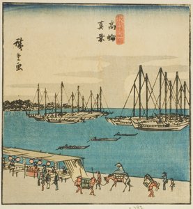 True View of Takanawa (Takanawa shinkei), část listu ze série "Slavná místa ve východním hlavním městě (Toto meisho)" od Utagawa Hiroshige