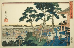 Pohled z vrcholu kopce Matsuchi (Matsuchiyama ue miharashi no zu), ze série "Slavná místa ve východním hlavním městě (Toto meisho)" od Utagawa Hiroshige