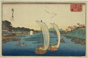 Pohled na řeku Sumida (Sumidagawa no zu), ze série "Slavná místa ve východním hlavním městě (Toto meisho)" od Utagawa Hiroshige