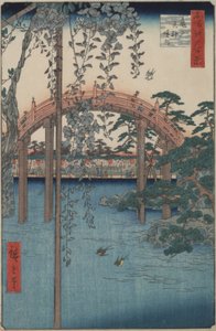 Wisteria ve svatyni Kameido Tenjin ze série Sto slavných pohledů na Edo od Utagawa Hiroshige
