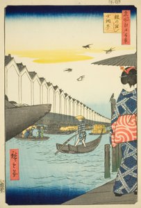 Armor Fairy, Core Micho (I am the Armor Core Micho), ze série Te „Hřeben je vybagrován daleko od hřebene v Edo (Sto slavných pohledů na Edo)“ od Utagawa Hiroshige