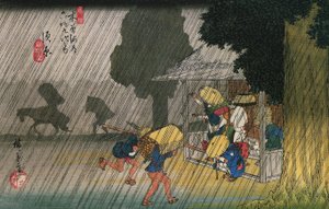č. 39 Suhara, z knihy Šedesát devět zastavení Kiso-kaidó od Utagawa Hiroshige