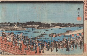 Ohňostroj na Rjogoku od Utagawa II Hiroshige