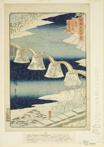 Účast B Ritsu d Gea t Iwakuni člen Suo P Rovinse (Suo Iwakuni Attendance Bashi) od Utagawa II Hiroshige