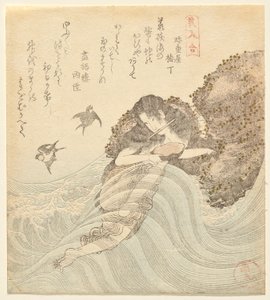 Abalone Diver, ze série Matching Beauties (Bijin awase) od Utagawa Kuninao