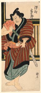 Fragment: Sawamura Sojuro tasí meč od Utagawa Kuninao