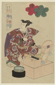 Muž u svého toaletního stolku Chrám Sekidéra (název na objektu) od Utagawa Kunisada (I) (attributed to)
