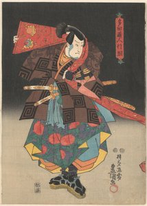Herec s červeným praporem a sandály od Utagawa Kunisada (I)