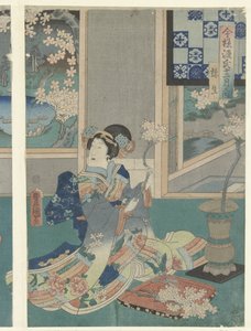 Třetí měsíc Yayoi (název na objektu) Moderní příběhy Genji během dvanácti měsíců (název série) Imayo Genji junikagetsu no uchi (název série na objektu) od Utagawa Kunisada (I)