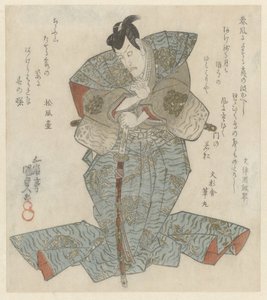Stojící lord v modrém over-kimonu od Utagawa Kunisada (I)