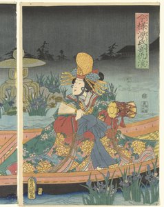 Nepřátelské vlny se blíží modernímu princi Genjimu Imayo Genji yoseru adanami (titul na předmětu) od Utagawa Kunisada (I)