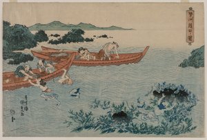 Abalone Divers u pobřeží Ise, ze série Untitled Landscape od Utagawa Kunisada