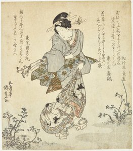 Žena při sklizni kapradin od Utagawa Kunisada
