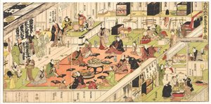 V zákulisí kabuki divadla Nakamura se slaví vyprodané představení od Utagawa Kunisada