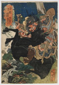 Vojenské příběhy Hana a Chu: Xiang Yu (Kan-So gundan: So no Kou) Období Edo, cca 1830 (barevný dřevotisk) od Utagawa Kunisada
