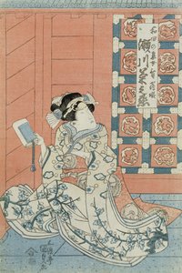 Herec Bando Hikosaburo jako dcera Wada, šlechtice (dřevěný tisk) (recto) (viz 144576 pro verso) od Utagawa Kunisada