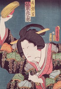 Herec Bando Hikosaburo, hospoda. c.1850, (barevný dřevořez)