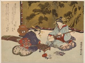 Dvě kurtizány hrající na hudební nástroje od Utagawa Kunisada