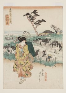 Pohled na Chiry? (Chiry? no zu) (barevný dřevotisk) od Utagawa Kunisada