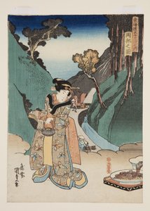 Pohled na Okabe (Okabe no zu) (barevný dřevořez) od Utagawa Kunisada