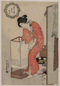 Žena zhasínající světlo (ze série Modern Customs: Frost Beneath the Stars) od Utagawa Kunisada