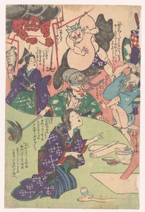 Klečící žena Otsu-e (název série) od Utagawa Kuniyoshi (possibly)