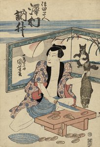 Herec Sawamura Tosshu jako Shida Hayato, po roce 1832 (barevný dřevořez) od Utagawa Kuniyoshi
