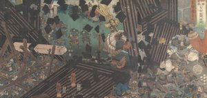 Album patnácti triptychů slavných bitevních scén, 19. století. od Utagawa Kuniyoshi