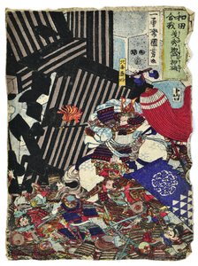 Asahina Saburo Yoshihide rozbíjí velkou bránu od Utagawa Kuniyoshi