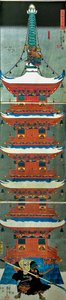Trest t Zvuk je také štěstí (bitva Yoshinoyama), c. 1851 od Utagawa Kuniyoshi