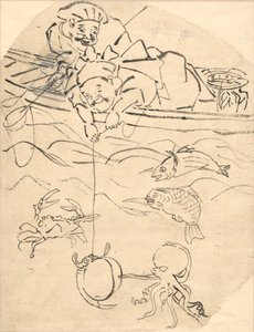 Daikoku a Ebisu, dva ze sedmi bohů štěstí. od Utagawa Kuniyoshi