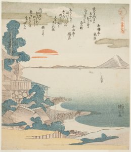 Svítání nad Mout Fuji a Susaki, ze série "Pět pohledů na horu Fuji (Fuji goban no uchi)" od Utagawa Kuniyoshi