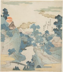Pohled na horu Fudži za úsvitu z Hakone od Utagawa Kuniyoshi