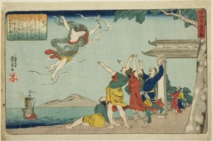 Dong Yong (Toei), ze série „Dvacet čtyři vzorů synovské zbožnosti jako zrcadlo pro děti (Nijushiko doji kagami)“ od Utagawa Kuniyoshi