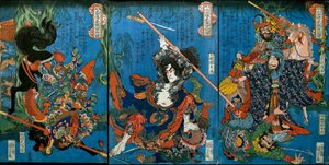 Hakukaja Yōshun a Shinki Gunshi Shubu (vpravo) od Utagawa Kuniyoshi