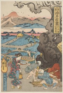 Hizen: 1833 (dřevoryt, tuš a barva na papíře) od Utagawa Kuniyoshi