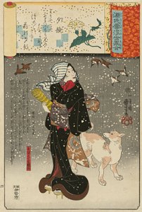 ‚Ady of yeening g fase s‘ Yugao: Yazamova manželka Orie Yazamasi no Shitsu Orie, “..., 1845-46. od Utagawa Kuniyoshi