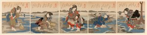 Low Tide at Susaki - A Set of Five (Shiohi goban no uchi) od Utagawa Kuniyoshi