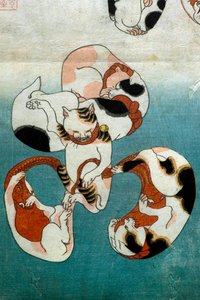 Série Chobotnice Kočky tvořící psané postavy (Neko no ateji), kolem 1842 od Utagawa Kuniyoshi