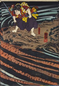 Panel z triptychu, zobrazující Oniwaka-maru od Utagawa Kuniyoshi